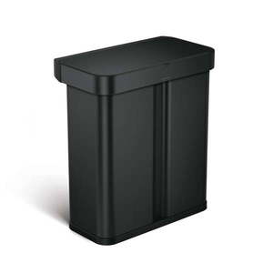 Matne čierny oceľový bezdotykový odpadkový kôš na triedený odpad 58 l – simplehuman vyobraziť