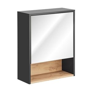Závesná kúpeľňová skrinka so zrkadlom Borneo Cosmos 840 1D sivá/dub artisan vyobraziť