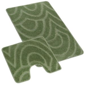 Bellatex Sada kúpeľňových predložiek Standard Oblúky zelená, 60 x 100 cm, 60 x 50 cm vyobraziť