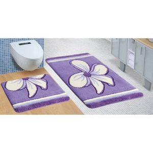 Bellatex Sada kúpeľňových predložiek Ultra Kvet fialová, 60 x 100 cm, 60 x 50 cm vyobraziť