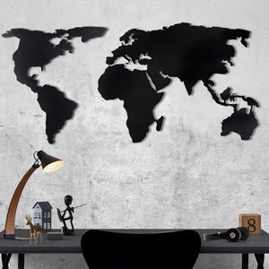 Mapa sveta na stenu, 60 x 120 cm, čierny kov vyobraziť