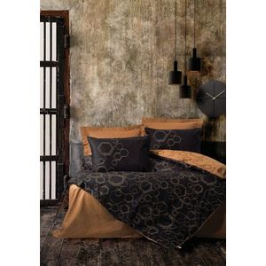 Bavlnené posteľné obliečky COPPER, 160 x 220 cm, meď, čierna vyobraziť