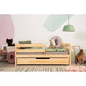 Detská posteľ z borovicového dreva s úložným priestorom 80x180 cm v prírodnej farbe Mila CPD – Adeko vyobraziť