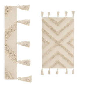 Krémovobiely prateľný bavlnený koberec 50x80 cm – Casa Selección vyobraziť