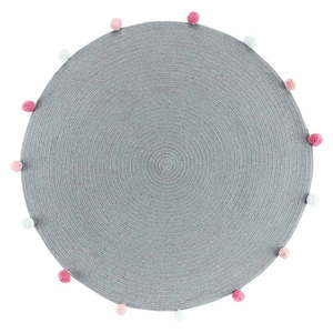 Svetlosivý okrúhly koberec ø 90 cm Pompomparty – douceur d'intérieur vyobraziť