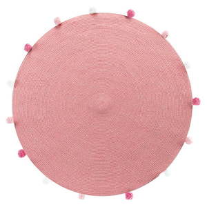 Ružový okrúhly koberec ø 90 cm Pompomparty – douceur d'intérieur vyobraziť