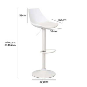 Barová stolička s nastaviteľnou výškou, biela vyobraziť