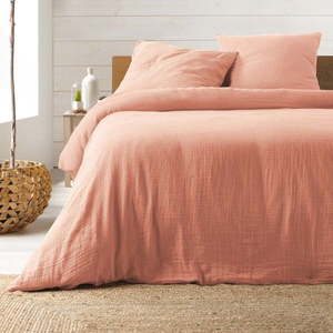 Ružové predĺžené mušelínové obliečky na dvojlôžko 240x260 cm Angelia – douceur d'intérieur vyobraziť