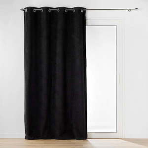 Čierny záves z materiálu buklé 140x240 cm Wooly – douceur d'intérieur vyobraziť