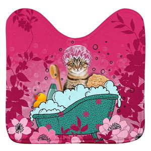 Ružová WC kúpeľňová predložka 45x45 cm Chatibulle – douceur d'intérieur vyobraziť