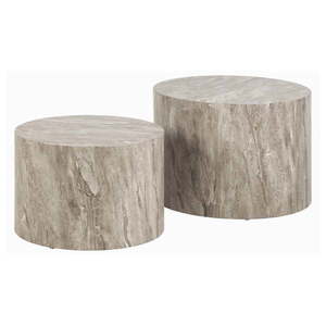 Sivé okrúhle konferenčné stolíky v dekore kameňa v súprave 2 ks ø 58 cm Dice – Actona vyobraziť