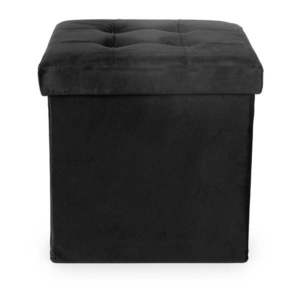 Čierny zamatový taburet – Compactor vyobraziť