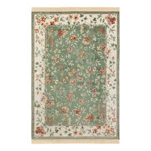 Zelený/krémovobiely koberec z viskózy 135x195 cm Oriental – Nouristan vyobraziť