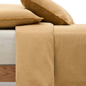 Predĺžené obliečky na jednolôžko z bavlneného perkálu v horčicovej farbe 150x220 cm Sifinia – Kave Home vyobraziť