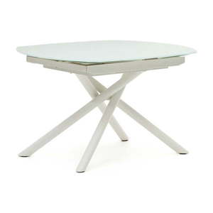 Biely rozkladací jedálenský stôl so sklenenou doskou 100x130 cm Yodalia – Kave Home vyobraziť