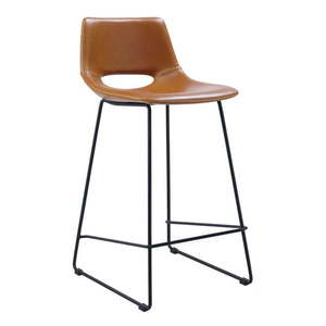Koňakovohnedé barové stoličky v súprave 2 ks z imitácie kože (výška sedadla 65 cm) Zahara – Kave Home vyobraziť