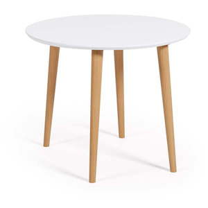 Biely okrúhly rozkladací jedálenský stôl s bielou doskou ø 90 cm Oqui – Kave Home vyobraziť
