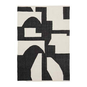 Čierno-krémový obojstranný ručne tkaný koberec s prímesou juty 160x230 cm Sotty – Kave Home vyobraziť