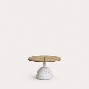 Biely/v prírodnej farbe okrúhly konferenčný stolík s doskou z akácie ø 55 cm Saura – Kave Home vyobraziť
