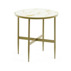 Okrúhly odkladací stolík s doskou v dekore mramoru ø 50 cm Elisenda – Kave Home vyobraziť
