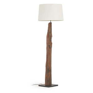 Bielo-hnedá stojacia lampa s textilným tienidlom (výška 175 cm) Powell – Kave Home vyobraziť