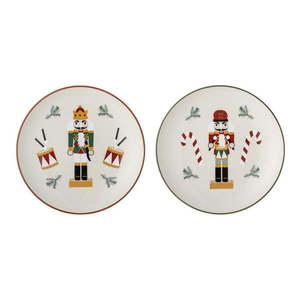Biele dezertné kameninové taniere v súprave 2 ks s vianočným motívom ø 16 cm Jolly – Bloomingville vyobraziť
