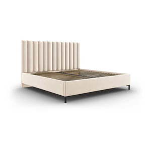 Béžová čalúnená dvojlôžková posteľ s úložným priestorom s roštom 180x200 cm Casey – Mazzini Beds vyobraziť