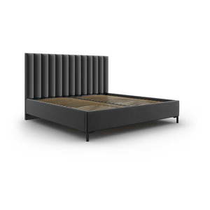 Tmavosivá čalúnená dvojlôžková posteľ s úložným priestorom s roštom 180x200 cm Casey – Mazzini Beds vyobraziť
