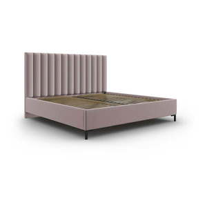 Svetloružová čalúnená dvojlôžková posteľ s úložným priestorom s roštom 140x200 cm Casey – Mazzini Beds vyobraziť