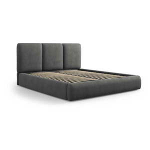 Sivá čalúnená dvojlôžková posteľ s úložným priestorom s roštom 200x200 cm Brody – Mazzini Beds vyobraziť