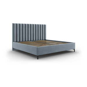 Svetlomodrá čalúnená dvojlôžková posteľ s úložným priestorom s roštom 180x200 cm Casey – Mazzini Beds vyobraziť