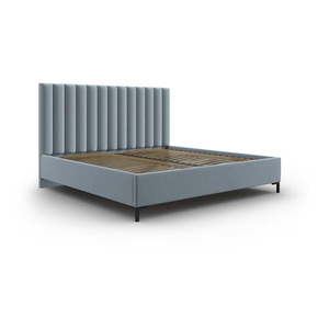 Svetlomodrá čalúnená dvojlôžková posteľ s úložným priestorom s roštom 200x200 cm Casey – Mazzini Beds vyobraziť