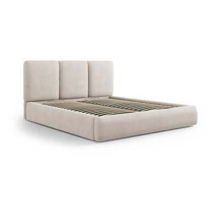 Béžová čalúnená dvojlôžková posteľ s úložným priestorom s roštom 180x200 cm Brody – Mazzini Beds vyobraziť