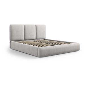Svetlosivá čalúnená dvojlôžková posteľ s úložným priestorom s roštom 200x200 cm Brody – Mazzini Beds vyobraziť