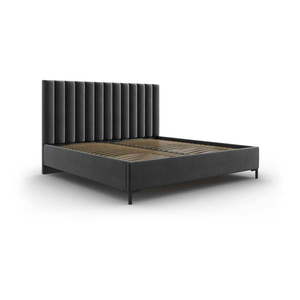 Tmavosivá čalúnená dvojlôžková posteľ s úložným priestorom s roštom 200x200 cm Casey – Mazzini Beds vyobraziť