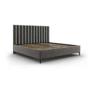 Sivá čalúnená dvojlôžková posteľ s úložným priestorom s roštom 200x200 cm Casey – Mazzini Beds vyobraziť