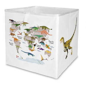 Biely látkový detský organizér na hračky 32x32x32 cm Dino World Map – Butter Kings vyobraziť
