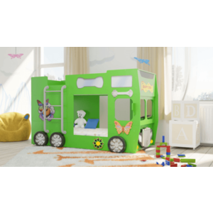 Artplast Detská poschodová posteľ HAPPY BUS | zelený vyobraziť