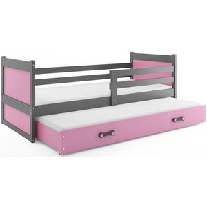 BMS Detská posteľ s prístelkou RICO 2 | sivá 90 x 200 cm Farba: Ružová vyobraziť