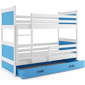 BMS Detská poschodová posteľ RICO | biela 90 x 200 cm Farba: Modrá vyobraziť