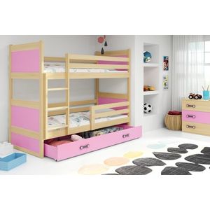BMS Detská poschodová posteľ RICO | borovica 90 x 200 cm Farba: Ružová vyobraziť