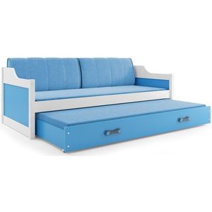 BMS Detská posteľ s prístelkou DAWID | biela 80 x 190 cm Farba: Modrá vyobraziť