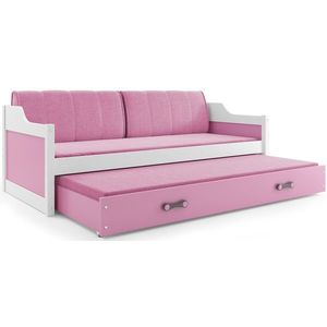 BMS Detská posteľ s prístelkou DAWID | biela 80 x 190 cm Farba: Ružová vyobraziť