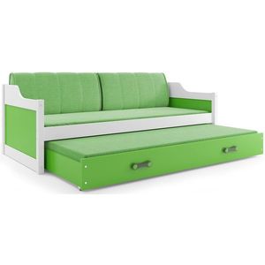 BMS Detská posteľ s prístelkou DAWID | biela 90 x 200 cm Farba: Zelená vyobraziť