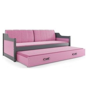 BMS Detská posteľ s prístelkou DAWID | sivá 90 x 200 cm Farba: Ružová vyobraziť