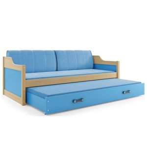 BMS Detská posteľ s prístelkou DAWID | borovica 90 x 200 cm Farba: Modrá vyobraziť