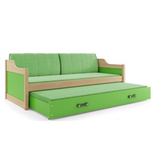 BMS Detská posteľ s prístelkou DAWID | borovica 90 x 200 cm Farba: Zelená vyobraziť