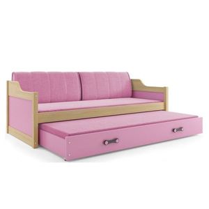BMS Detská posteľ s prístelkou DAWID | borovica 90 x 200 cm Farba: Ružová vyobraziť