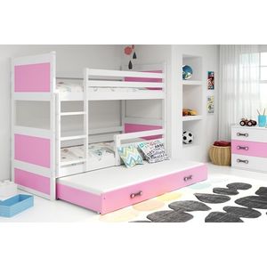 BMS Detská poschodová posteľ s prístelkou RICO 3 | biela 80 x 160 cm Farba: biela / ružová vyobraziť