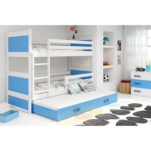 BMS Detská poschodová posteľ s prístelkou RICO 3 | biela 80 x 160 cm Farba: biela / modrá vyobraziť
